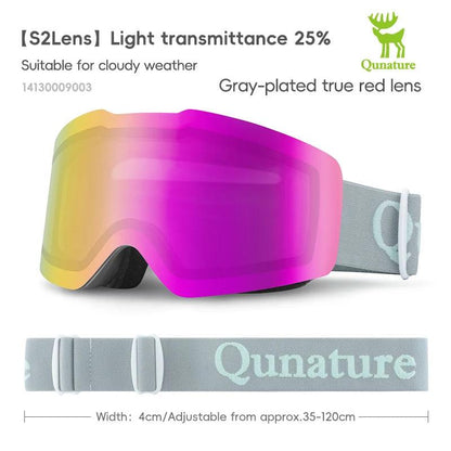 Qunature Ski Goggles Large Frame Snowboard Snow Goggles Double Layers UV400 Anti-fog Ski Glasses Skiing Outdoor Sport Eyewear