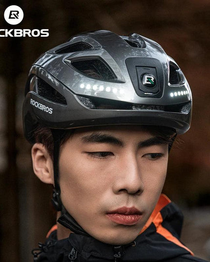 ROCKBROS Bicycle Light Helmet Type-C Charging Cycling Helmet Rechargeable Adjustable MTB Safely Mountain Road Scooter Helmet