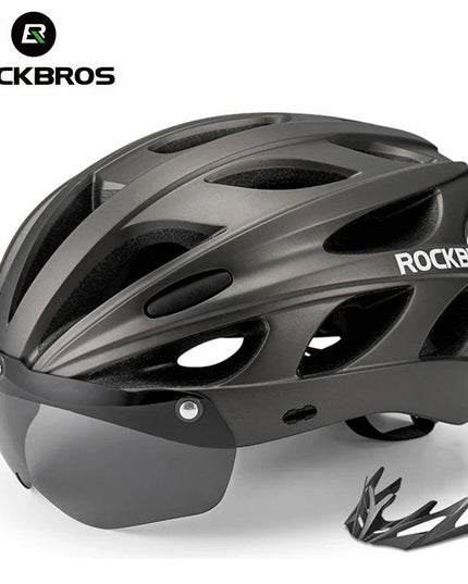 ROCKBROS Bicycle Helmet Men EPS Integrally-molded Breathable Cycling Helmet Men Women Goggles Lens Aero MTB Road Bike Helmet
