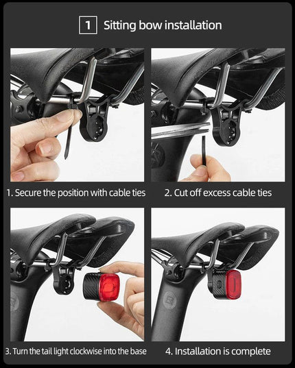 ROCKBROS Smart Bicycle Brake Light IPx6 Taillight Type-C Bike Tail Rear Light Auto Stop LED Riding Warning Safety Cycling Light