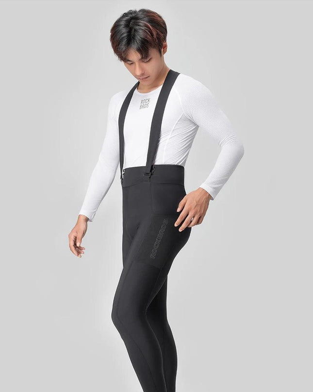 ROCKBROS Windproof Warm Bicycle Pants Winter Removable Buckle Strap Pants High Quality Shock-Absorbing Comfort Pad Pants MTB Men