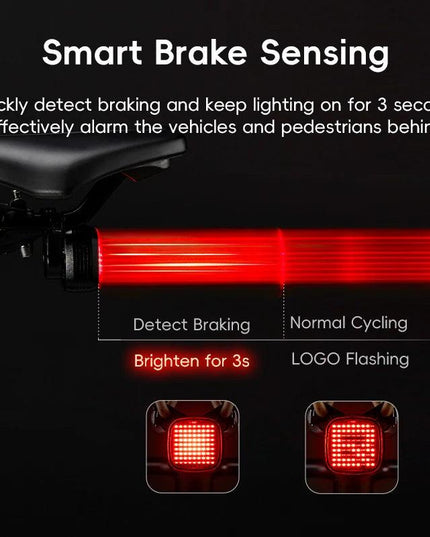 ROCKBROS New Bike Rear Light Mtb Road Smart Brake Sensing Sync Tail Light Ipx6 Waterproof High Quality Rechargeable Rear Lamp
