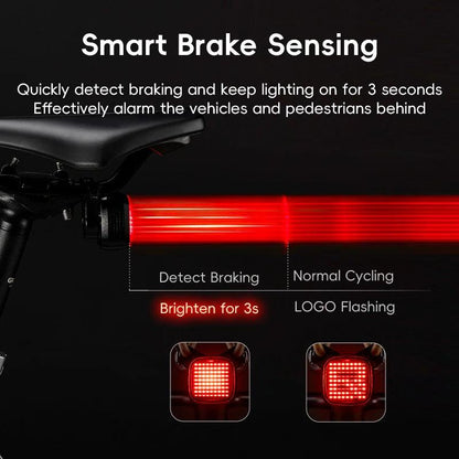 ROCKBROS New Bike Rear Light Mtb Road Smart Brake Sensing Sync Tail Light Ipx6 Waterproof High Quality Rechargeable Rear Lamp