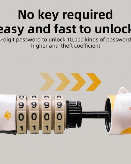 ROCKBROS Creative Bike Lock Ultra-Light Cute Cat Password Helmet Lock Steel Cable Bike Lock Anti Theft Bike Accessories MTB Road