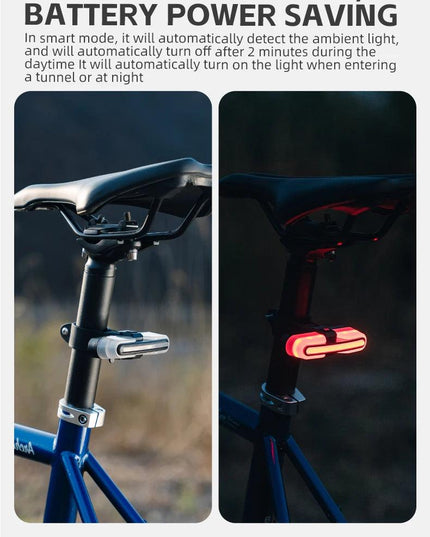 ROCKBROS Bicycle Smart Rear Light Type-C Charging IPX6 Brake Sensor Auto Stop Cycling Taillight Warning Light Bike Accessories