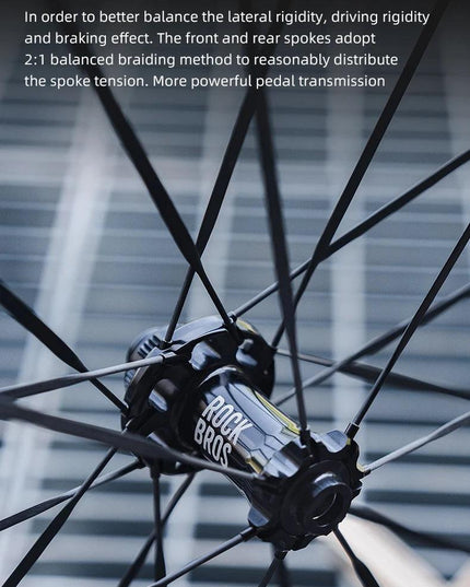 ROCKBROS Carbon Bicycle Wheelset 38mm 55mm Wheel Tubeless Clincher Tires Cycling Wheel Set Road Bike Steel Ball/Ceramic Peilin