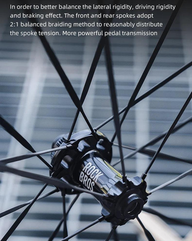 ROCKBROS Carbon Bicycle Wheelset 38mm 55mm Wheel Tubeless Clincher Tires Cycling Wheel Set Road Bike Steel Ball/Ceramic Peilin