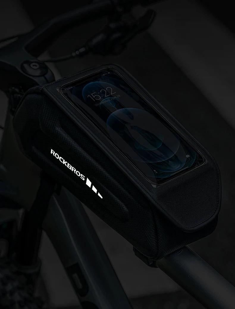 ROCKBROS Bike Bag 1.7L Phone Bag Waterproof Front Frame Cycling Bag Touch Screen Case Holder Hard Shell Bike Bag Mtb Accessories