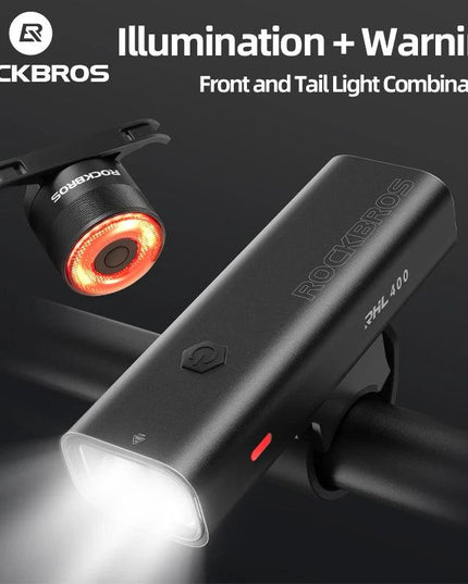 ROCKBROS Bike Light Waterproof Type-C Rechargeable Bicycle Headlight 200M Range Flashlight With Tail light Cycling Accessory
