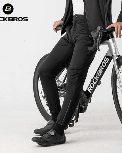 ROCKBROS Cycling Pants Windproof Warm Autumn Winter Bike Pants Fleece-lined Long Pants Riding Fitness Trousers Sport Equipment
