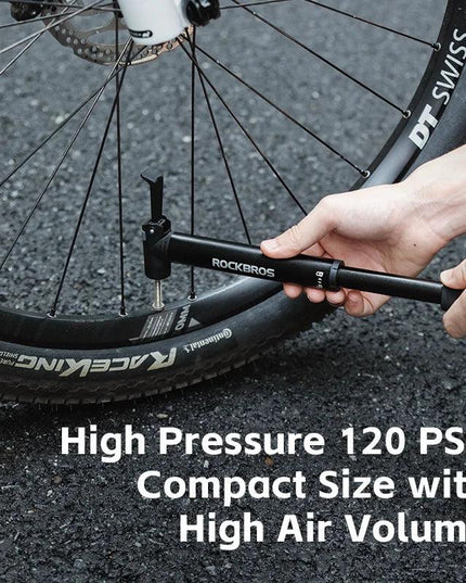 ROCKBROS Portable Pocket Pump With Ratchet 120PSI AV/FV Aluminum Alloy Ultralight Bicycle Tire Pump Inflator Cycling Tire Pump