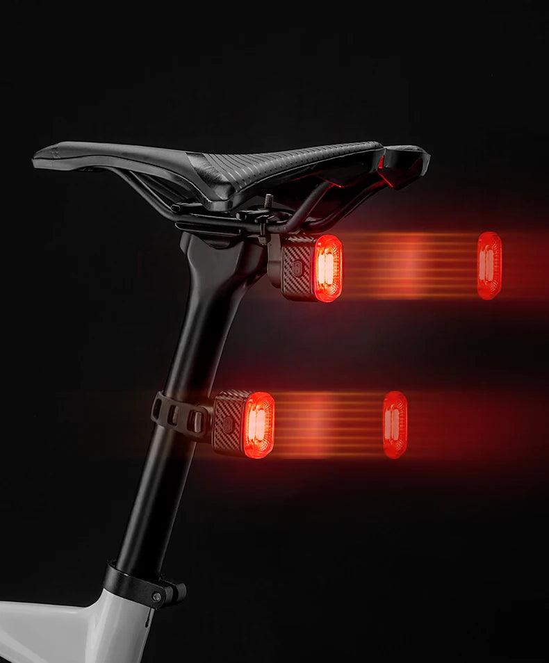 ROCKBROS Smart Bicycle Brake Light IPx6 Taillight Type-C Bike Tail Rear Light Auto Stop LED Riding Warning Safety Cycling Light