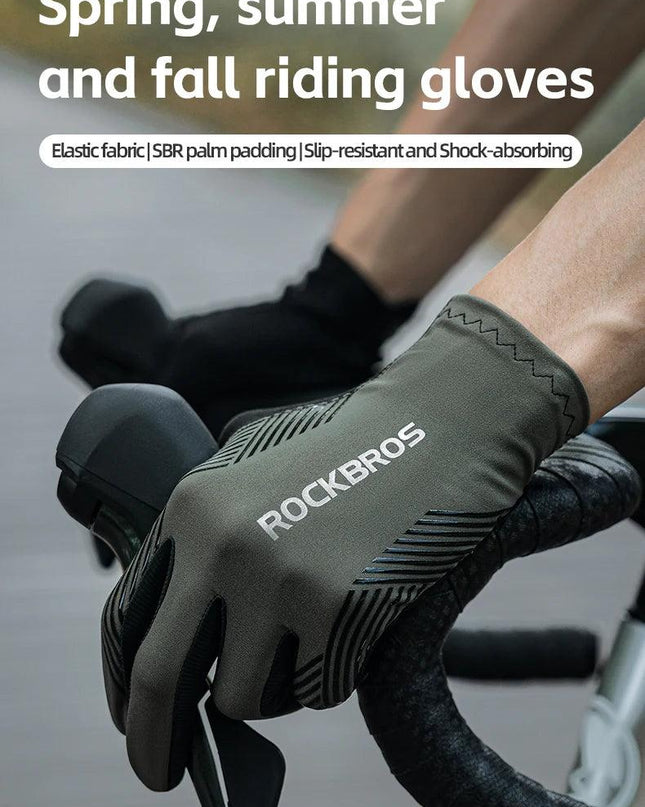 ROCKBROS Summer Cycling Gloves Breathable MTB Road Bike Non-slip Gloves Touch Screen Spring Full Finger Motorcycle Riding Gloves