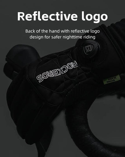 ROCKBROS Warm Bicycle Gloves Outdoor Touch Screen Winter Gloves Windproof Motorcycle Scooter Ski Anti-slip Thermal Bike Glove