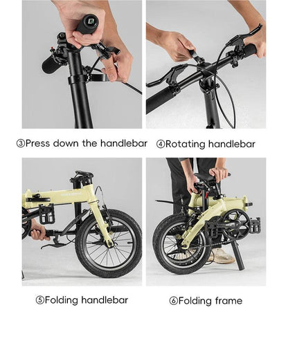 ROCKBROS Portable Folding Bike 14 inch Aluminium Alloy Bike Frame V Brake Lightweight Adult Folding Bicycle