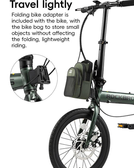 ROCKBROS Bike 16 inch with SRAM X4/X5-speed Aluminium Alloy Frame Adult Folding Bike Adjustable 9-Speed 11-32T Cassette Bike