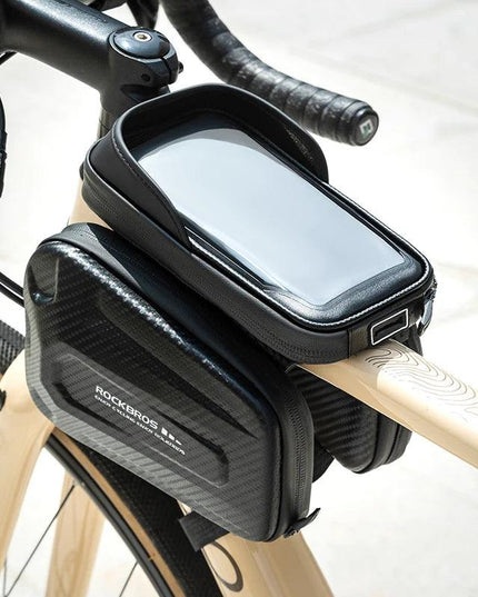 ROCKBROS Bicycle Bag Shockproof Touchscreen Top Tube Bags EVA Hard Shell Front Frame Phone Case Bike Bag Cycling Accessories
