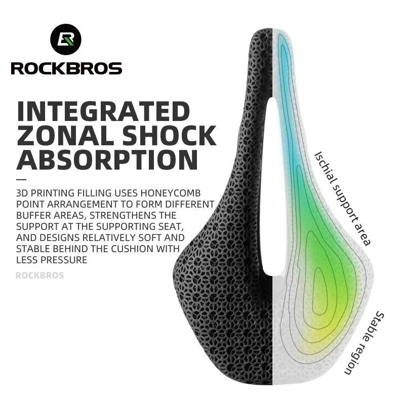 ROCKBROS Ultralight Bicycle Saddle 3D Printing Integrated Zonal Shock Absorption Comfortable MTB Road Bike Seat Spare Parts