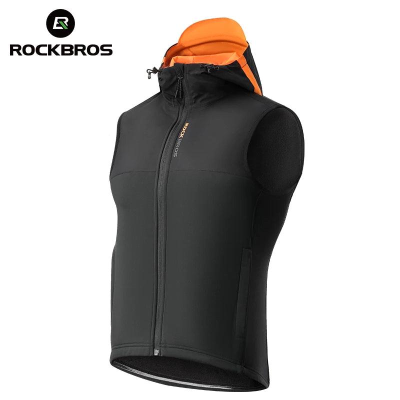 ROCKBROS Winter Warm Cycling Vest Thermal Fleece Windproof Cycling Jacket Winter Outdoor Sports Warm Vest for Men Women Running