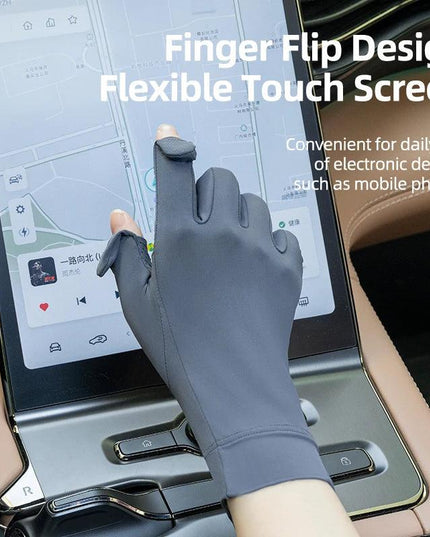 ROCKBROS Fishing Gloves Sunscreen Anti UV Gloves Outdoor Breathable Driving Gloves Non-Slip Summer UPF50+ Cycling Gloves Thin
