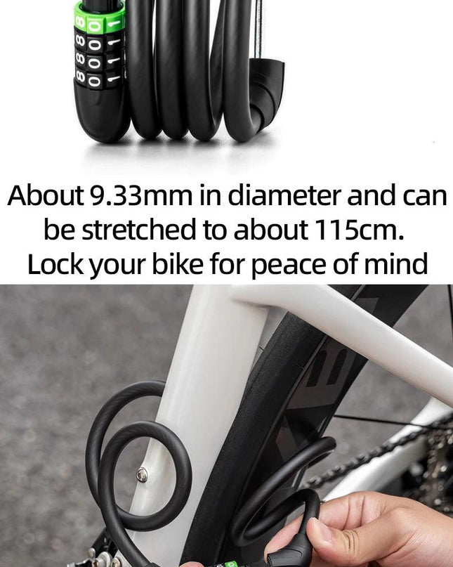 ROCKBROS Bike Cable Lock MTB Road Bicycle Anti-Theft Password Lock PVC Steel Cable Lock for Motorcycle Scooter Bike Accessories