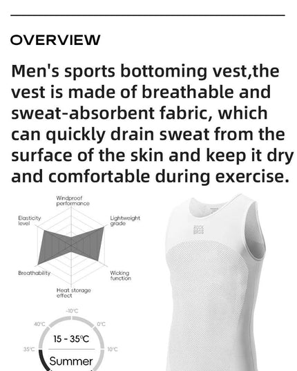 ROCKBROS Cycling Vest High Elastic Cycling Base Layer Sleeveless Bicycle Vest Quick Dry Undershirt Breathable Running Sport