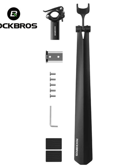 ROCKBROS Bicycle Mudguard With Taillight Quick Release Road Bike Mudguard PP Aluminum Alloy  Support Fender Adjustable Parts
