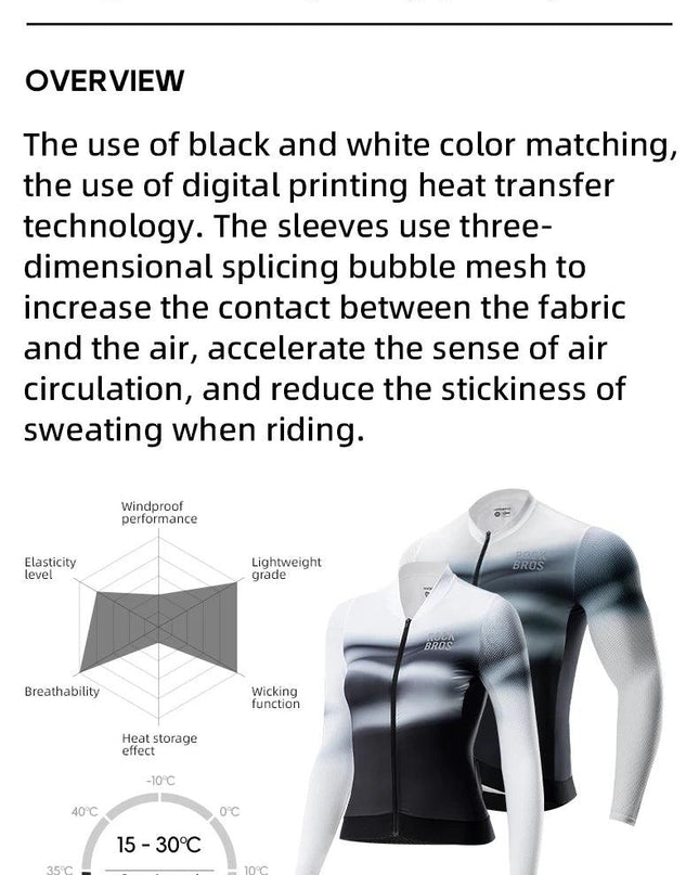 ROCKBROS Cycling Jersey Breathable Men Women Quick Dry Long-sleeved Shirt Windproof Spring/Summer Riding Clothing with YKK zippe