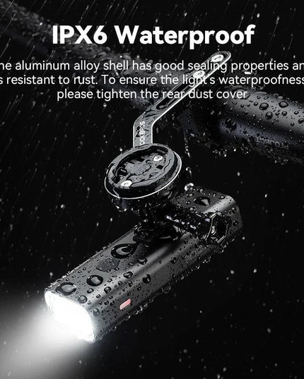 ROCKBROS Bike Front Light IPX6 Type-c Rechargeable Bicycle Hanging Light Headlight LED Flashlight 400/800/1000/1500LM Aluminum