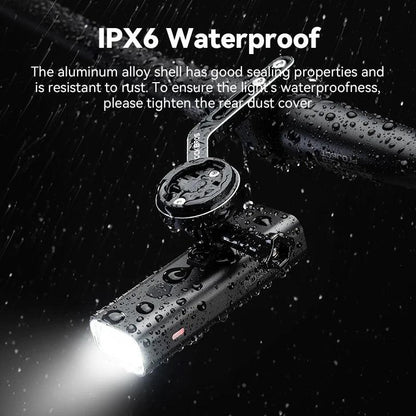 ROCKBROS Bike Front Light IPX6 Type-c Rechargeable Bicycle Hanging Light Headlight LED Flashlight 400/800/1000/1500LM Aluminum