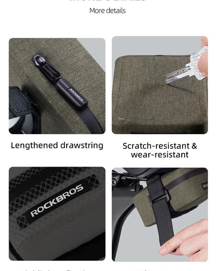 ROCKBROS Bicycle Tail Bag 0.4LMini Saddle Bag Lightweight Waterproof MTB Road Bike Tail Bag Portable Wear-resistant Cycling Gear