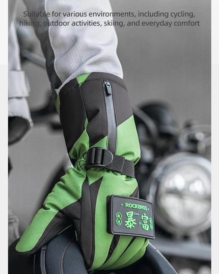 ROCKBROS Heat Skiing Gloves Electric Heated Gloves Winter Thermal Gloves Snowboard Cycling Motorcycle Bicycle Ski Outdoor Glove