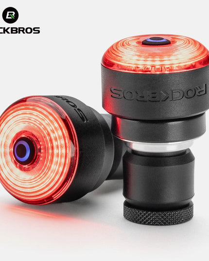 ROCKBROS Bicycle  Bar End Light Rear Light IPX6 Bike Lamp 5 modes Intelligent Brake Sensor Safety Light for Night Riding