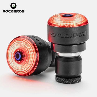 ROCKBROS Bicycle  Bar End Light Rear Light IPX6 Bike Lamp 5 modes Intelligent Brake Sensor Safety Light for Night Riding