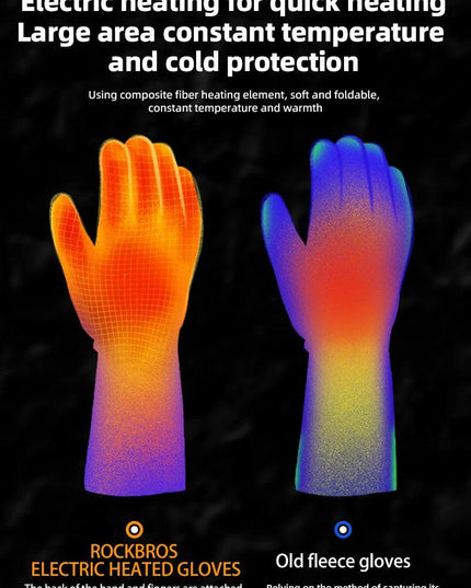 ROCKBROS Warm Heated Gloves Snowmobile Gloves With 3 Levels 4000mAh Rechargeable Battery Powered Electric Thermal Heat Glove