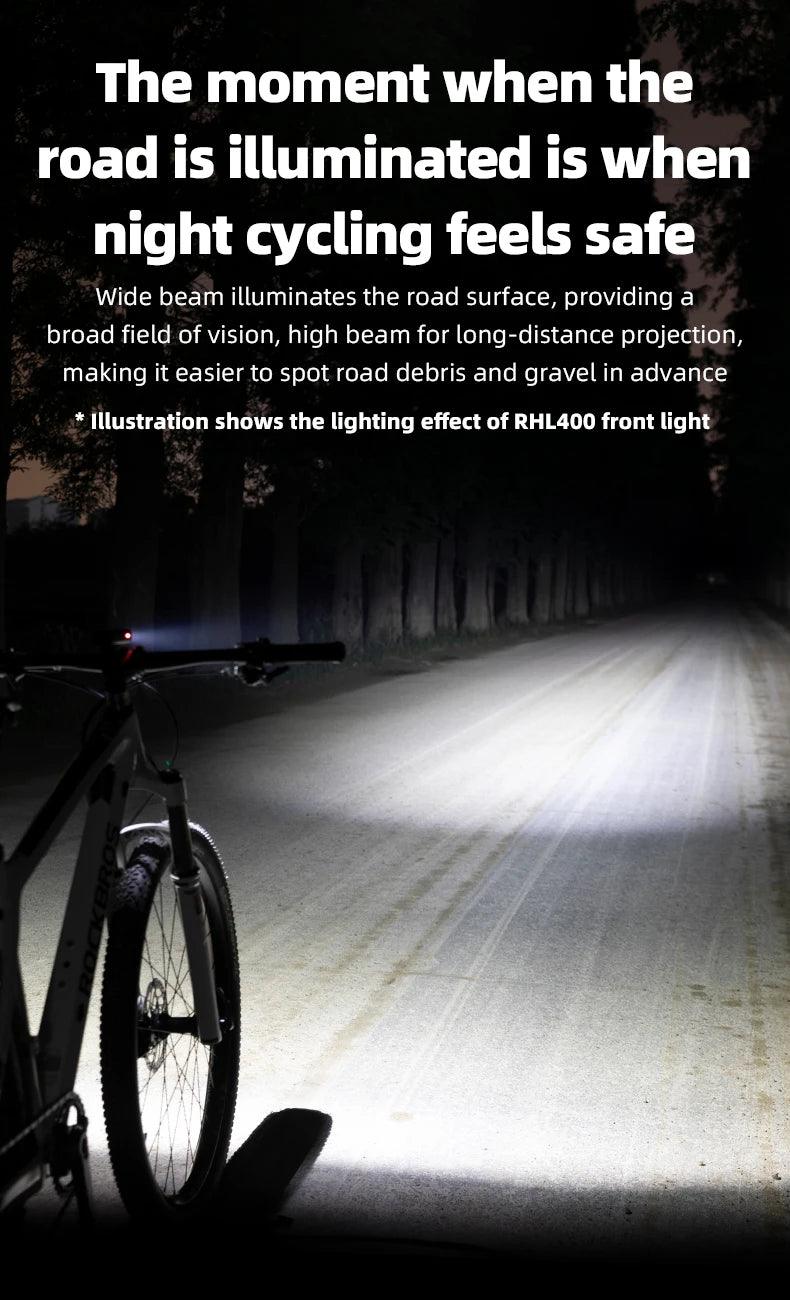 ROCKBROS Bike Light Waterproof Type-C Rechargeable Bicycle Headlight 200M Range Flashlight With Tail light Cycling Accessory