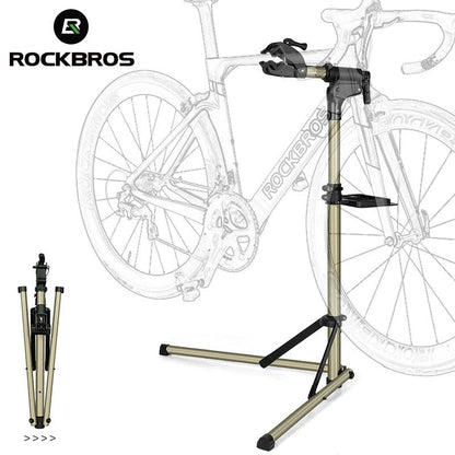 ROCKBROS Bike Repair Stand MTB Road Bicycle Maintenance Rack With Tool Tray Adjustable Foldable Storage Display Bike Work Stand