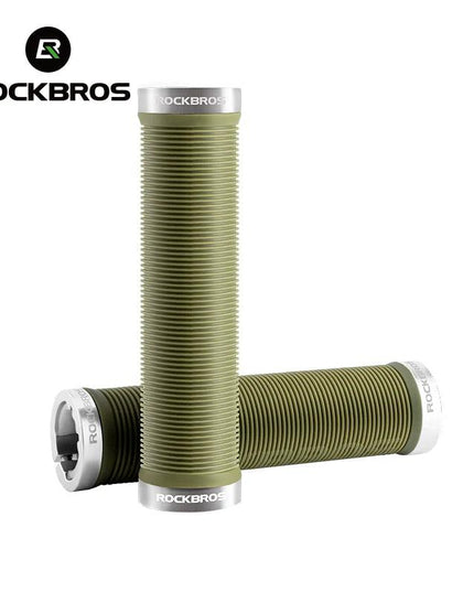 ROCKBROS Bicycle HandleBar Grips Rubber Soft MTB Mountain Bike Grips Dustproof Handlebar Protect Cover Aluminum Alloy Lock Ring