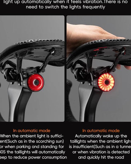 ROCKBROS Bicycle Taillight Smart Auto Brake Sensing MTB Road Bike Light New Type-C Charging Seatposts Saddle Bike Rear Light LED