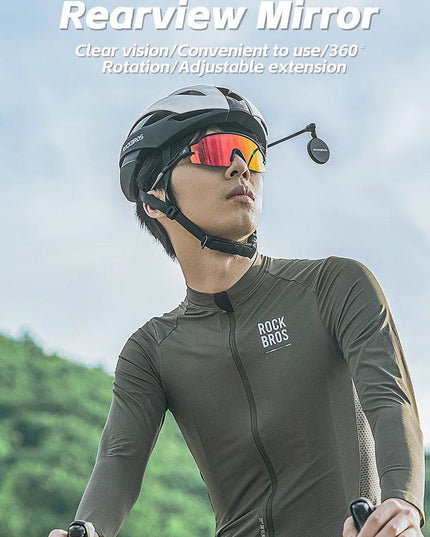 ROCKBROS Bicycle Helmet Rearview Mirror 360 Degree Rotatable Flexible Aluminum Safety Motorcycle Helmet Adjustable Riding Mirror