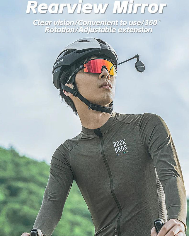 ROCKBROS Bicycle Helmet Rearview Mirror 360 Degree Rotatable Flexible Aluminum Safety Motorcycle Helmet Adjustable Riding Mirror