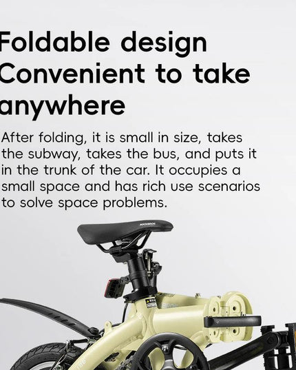 ROCKBROS Portable Folding Bike 14 inch Aluminium Alloy Bike Frame V Brake Lightweight Adult Folding Bicycle