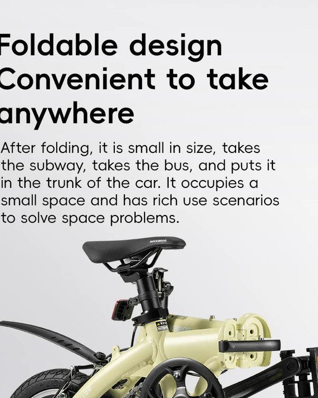 ROCKBROS Portable Folding Bike 14 inch Aluminium Alloy Bike Frame V Brake Lightweight Adult Folding Bicycle