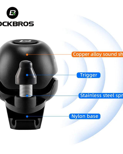ROCKBROS Creative Bicycle Bell 80DB Copper Alloy Nylon Base Mini Cap Bike Bell for MTB Road Bike Ultra-Light Bicycle Accessories