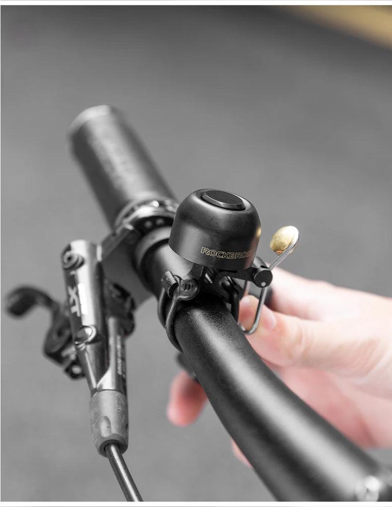 ROCKBROS Bicycle Bell Safety Warning Bike Bell Horn Handlebar Copper Alloy Non-slip Bicycle Alloy Ring Crisp Sound Cycling Alarm