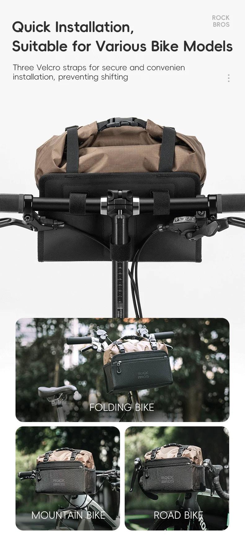 ROCKBROS Bike Front Frame Bag 5.5L Large Capacity Adjustable Handlebar Bag Portable Shoulder Bag Reflective Cycling Packing