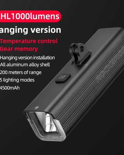ROCKBROS Bike Light 1500LM/1000LM Aluminum Alloy Type-C Charging Smart Front Lights Hanging Version LED Lamp Cycling Headlights