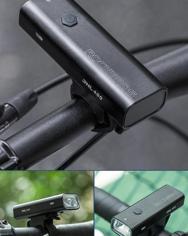 ROCKBROS Bike Light 200/400/600/800LM Type-C Charging Bike Light Front Lamp Headlight Aluminum IPX6 Waterproof Cycling Accessory