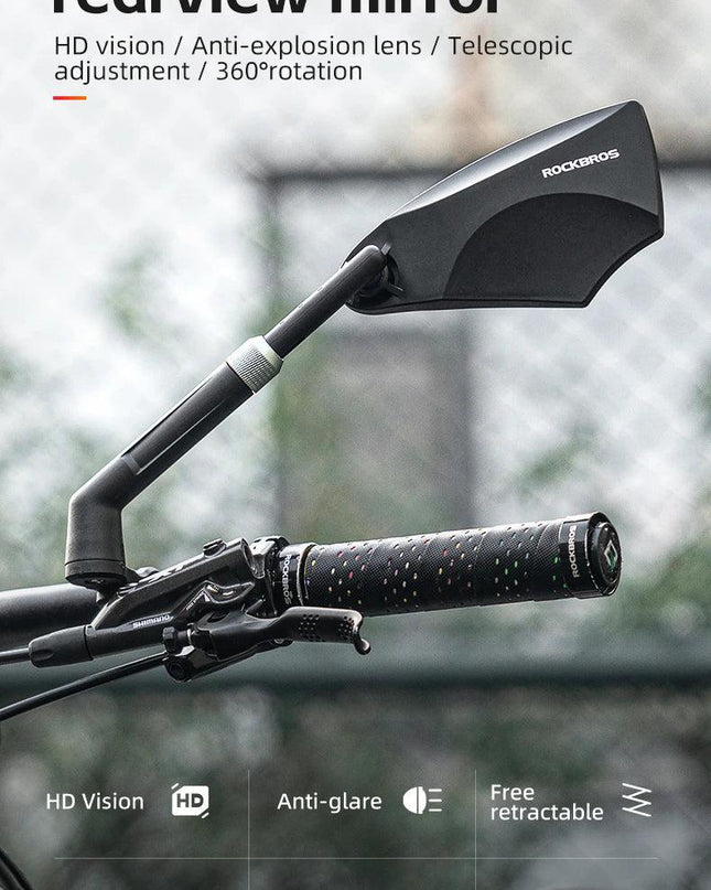 ROCKBROS Bicycle Rearview Mirror Universal Wide-Range 360° Adjustable Mirror For Mountain Road Bike Motorcycle Scooter Safety