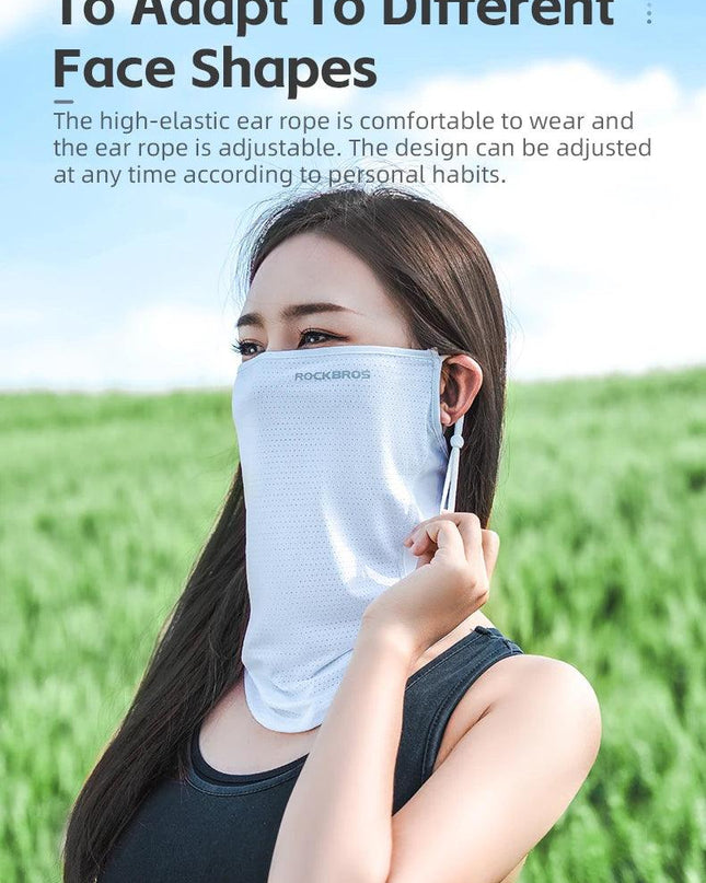 ROCKBROS Summer Ice Silk Mask Anti-UV Quick-drying Face Cover Sunscreen Bandana Breathable Neck Protection Hanging Ear Scarf